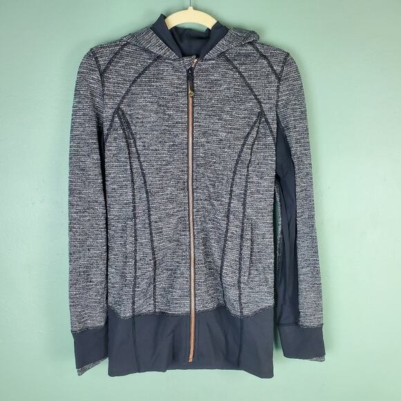 Lululemon Daily Practice Full Zip Black White Hoodie Jacket Size 8 - Picture 1 of 8
